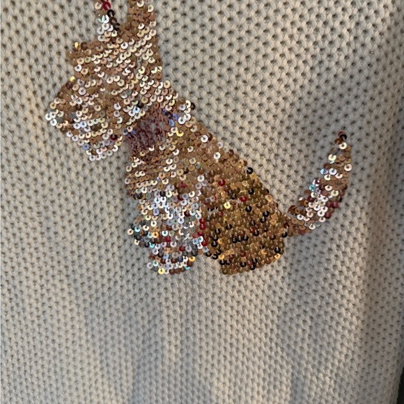 Gap Cream Sweater with Sequin Dog Design 12 - Picture 2 of 5